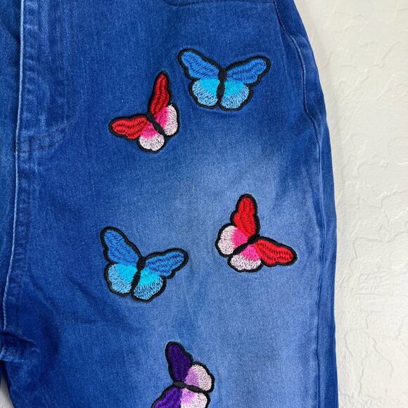 Unbranded Jeans Womens Size M Multicolor Butterfly Embroidery Flare Patchwork - Picture 3 of 16